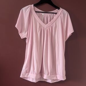Women's Light Pink And Grey V-Neck Short Sleeve Top (Bundle of 2